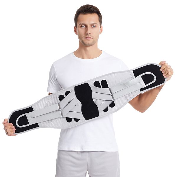 

New bionic waist protector, removable widened steel plate support waist protector, breathable fitness waist universal fixing belt, White