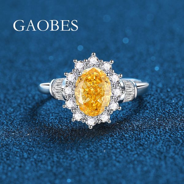 

S925 Sterling Silver High Carbon Diamond & Gemstone Ring, Oval Cut Pink & Aquamarine Full Halo Diamond Ice Flower Design, Luxury Wedding Jewelry Ring