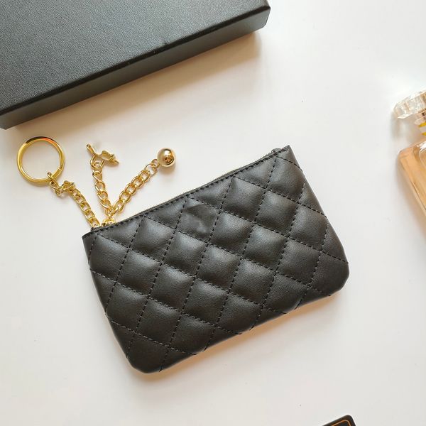 

Luxury Wallet Women Card Holders Card Case Designer Handbags High Quality Caviar Cowhide Sheepskin Luxury Purses Zipper Poucht Coin Purse Designer Wallets, Black/cowhide/gold chain