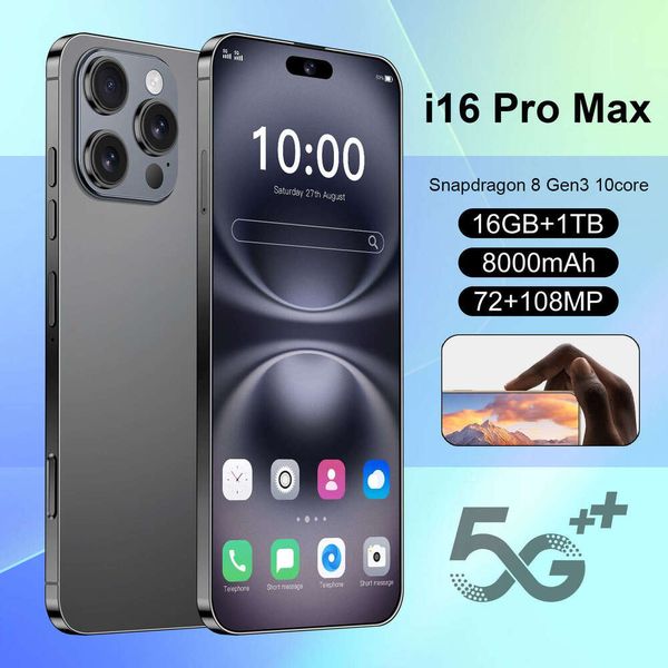 Handphone I16 Pro Max 16GB+1TB 7.3inch 72MP+108MP HD Camera Smartphone 5G Face recognition Unlock 8000mAh Battery Fast Charge Original Mobile Phone