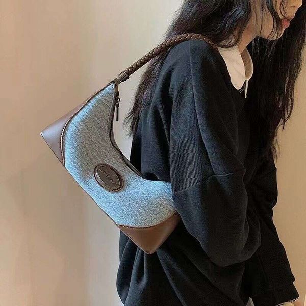 

Denim Bag Women 2025 New Fashion Small Size mini bag Texture One Shoulder Handheld Stick Bag shoulder bags, Denim blue