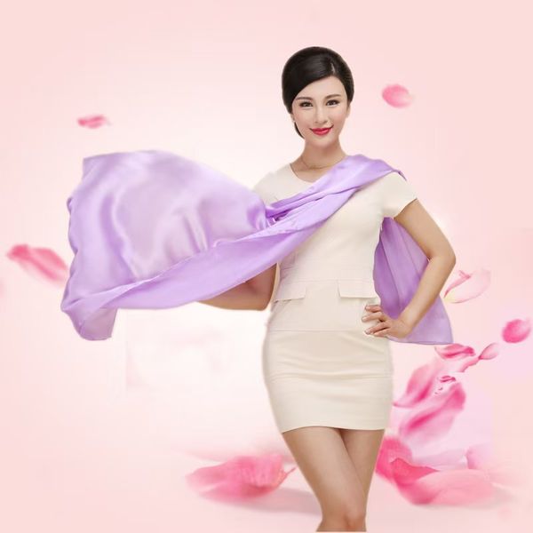 K824 Pure color satin imitation silk scarf for women Summer sunscreen scarf fashionable and versatile long air conditioning shawl wholesale
