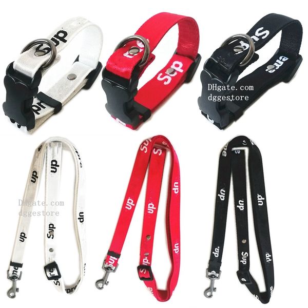 Designer Dog Collar and Leashes Trendy Dog Harness Seat Belts Printed Letter Nylon Pet Collars for Small Medium Large Dogs Cat French Bulldog Poodle Corgi Pug Red B54