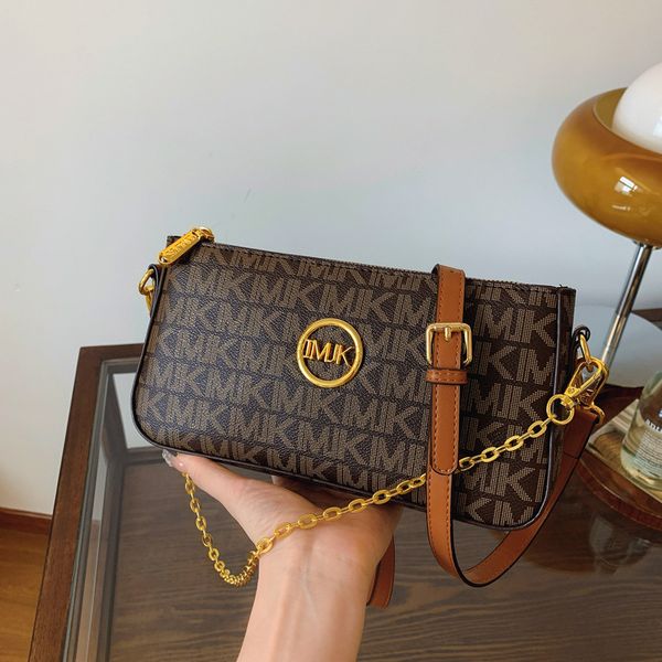 

Bag new fashion all match shoulder cross-body print chain small square bag female, Coffee