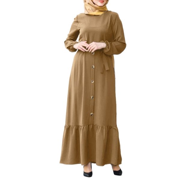 (293) New Solid Color Casual Loose Large Size Fashionable Lace-up Dress