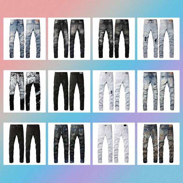 

mens Jean Designer Jeans Skinny Jeans Pants Fashion distressed ripped biker black blue slim fit motorcyc stretch Denims For Man Black Pant x6PY#, Pink