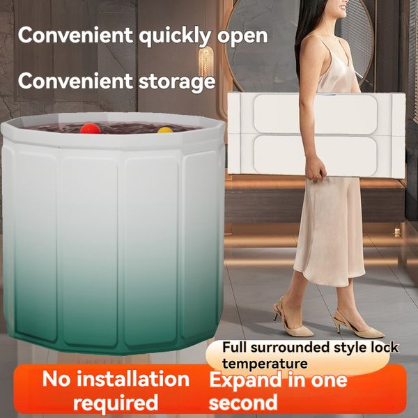 

Folding Bath Bucket Adult Whole Body Large Bathtub Thicken Shower Barrel Portable Inflatable Available Foldable Tub Spa Bathtub, Gradient green