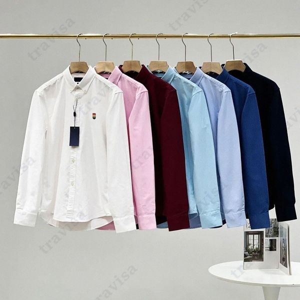 Mens Polos Designer Colorful Pony Polo Shirt Oxford Spinning Corduroy Long Sleeved Shirts Men Business Slim Tops RL Solid Color Embroidery Fashion Cas 25Gf#