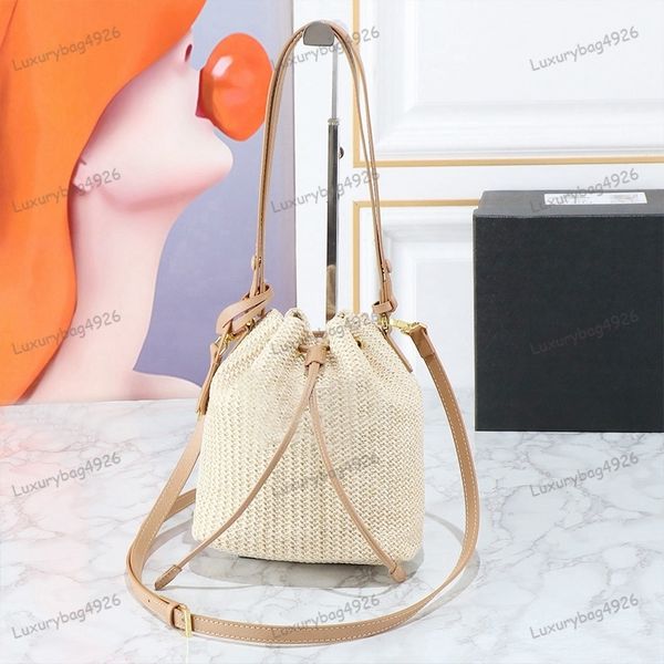 Fashion Straw Bags Designer Crossbody Bag For Women Light Luxury Bucket Bag Shoulder Bag With Chain Purses Female Purse