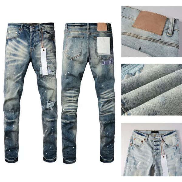 

Slim designer mens trousers printed Purples jeans man retro streetwear casual sweatpants designers joggers pant biker straight skinny, P9013