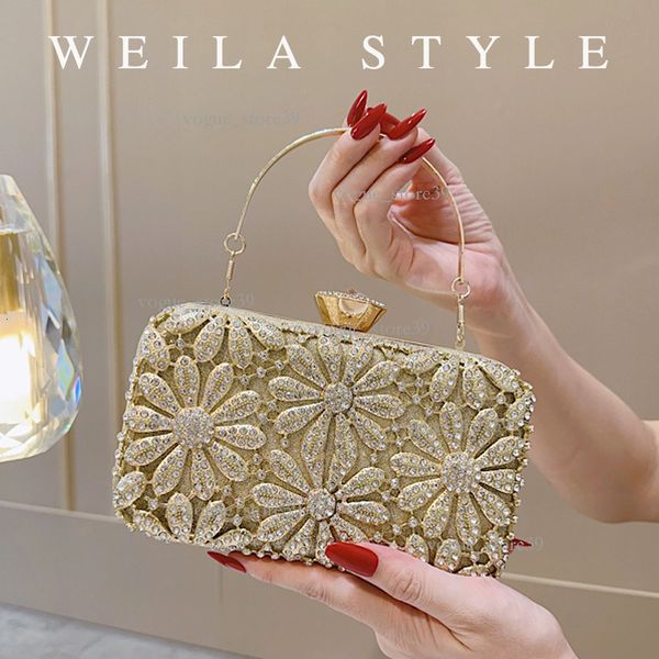 

New Flower Rhinestone Evening Bag Bride Clutch Dress Wedding Bride Bag Light Banquet Bag For Women 582, Chrysanthemum bun