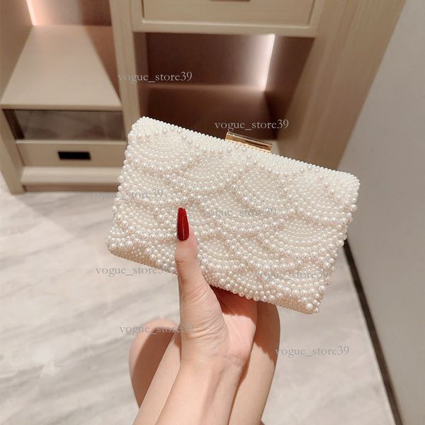 

Elegant Pearl Evening Bag To Match Dress Party Bag Prom Bag Mini Clutch Chain Bag, 473 white