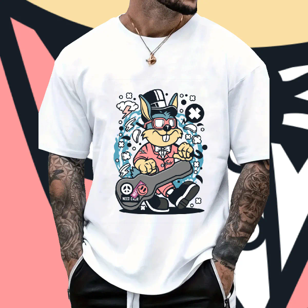 

Men T Shirts Fashion Styles Casual Tees Cotton Soft Designer Branded Mens Anime Cartoon Printed Tee Tops Summer Male Printed Tops, White