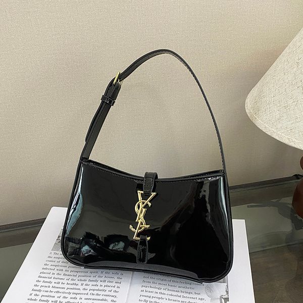 

Designer Bags Ladies Shoulder Bags Classic Patent Leather Luxury Hobo Bags Black Shoulder Bags Simple Fashion Letter Bags High Quality Women's Handbags Wallet, #6