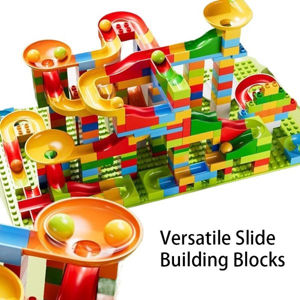 

Children's ball slide track building block assembly ball size particle collage toy educational power boys and girls gift, Multicolor