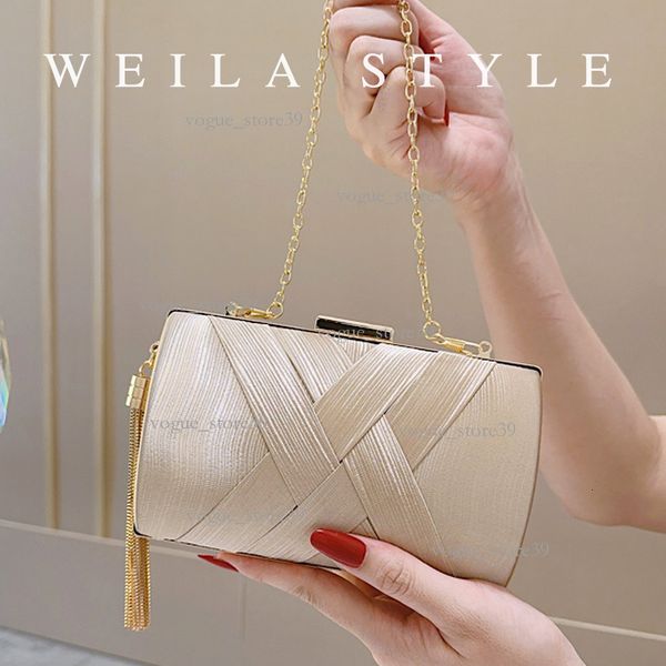 

New Tassel Metal Woven Evening Bag Clutch Bridal Crossbody Banquet Shoulder Bag Handbag For Women F07, Tassel bag
