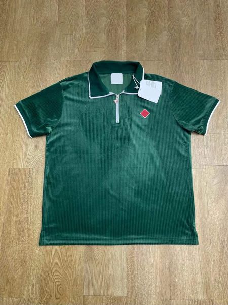 

2026 Casabalnc Summer Soft Cotton Polos Shirt Designer New Striped Lapel Button Chest Pattern Letter Embroidery Short Sleeve Pullover Polo T-shirt Men and Women Tops, Purple