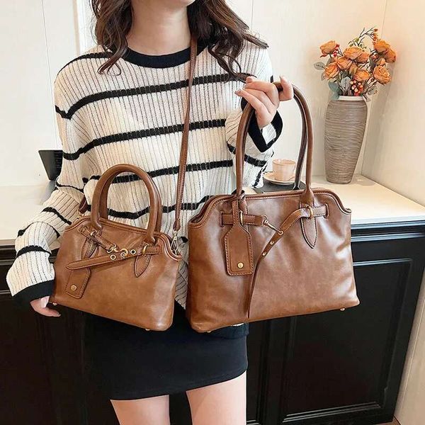 Vintage Large Capacity Tote For Women Crossbody Bag, Casual Commuting Briefcase Dual Compartment Buckle Closure Shoulder Bag