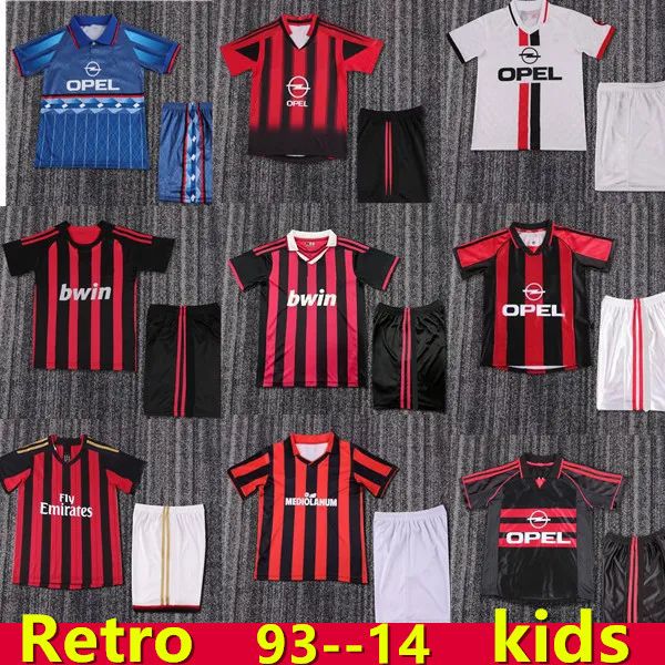 

93-94 2007 AC Retro soccer jerseys kit 02 03 04 05 09 10 11 12 13 14 AC KAKA Long MILAN IBRAHIMOVIC WEAH football shirts Football jersey Top Soccer shirt kids Maillots, Red