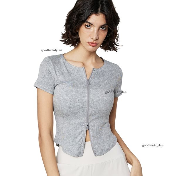 

Comfortable Womens Sporty Workout Tee with Zippers Breathable Athleticwear Top, Bitumen blue