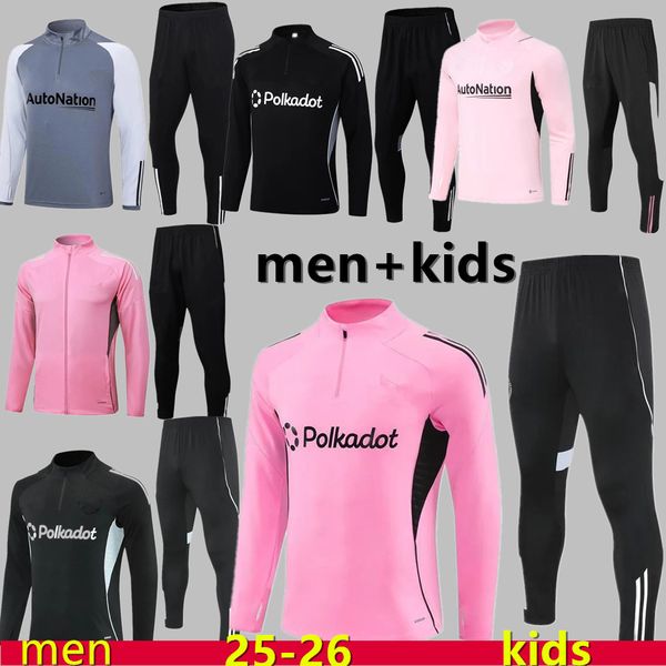 

2025 2026 Miami football Tracksuit Men's and Kids kit24 25 MATUIDI SUAREZ Long sleeve Half Zip Sports tracksuit Jacket Football training uniform chandal survetement, Black