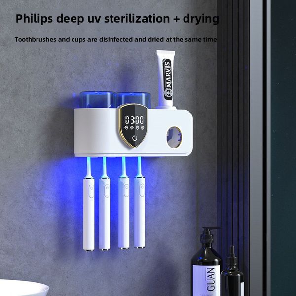 

Intelligent sterilization toothbrush storage rack Smart UV - Sterilized Toothbrush Holder with Heating and Drying Function UV heating bacteria drying toothbrush
