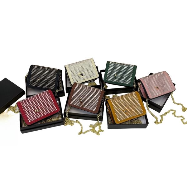 

Fashion Girls bling Rhinestone handbags kids metal chain single shoulder square bag Designer children crossbody bags S3940, Beige