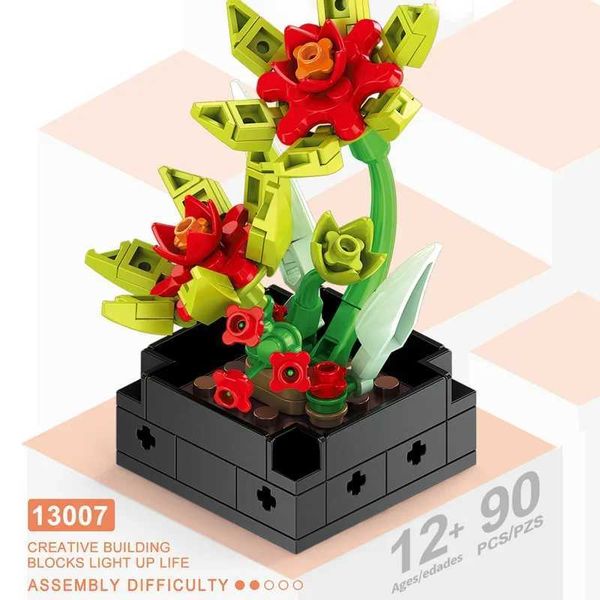 MOC Flower Succulent Potted Model Building Block DIY Eternal Bouquet Home Desk Plant Decor Brick Girl Gift Children Boy Gift Toy Z250528
