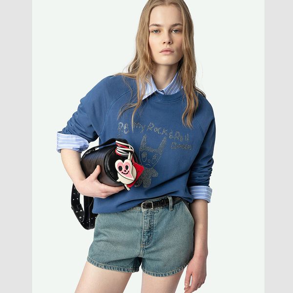 

Sweatshirt Top Quality Designer Cotton Hoodie Sweater Zadivoltaires New Trendy Classic Style Letter Hot Pattern Print Blue Casual Hooded Loose Pullover Jumpers tn, Pink