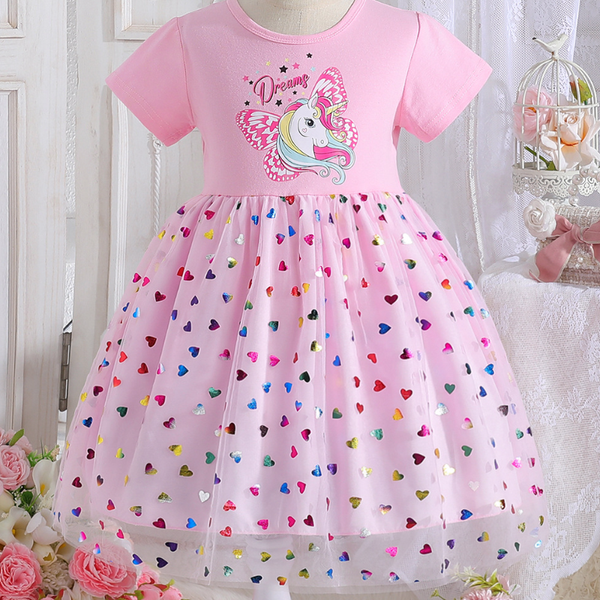 

kids girl toddler designer Frozen Princess dress girl's skirt performance clothes festive outfit comfortable and soft baby.., Pink