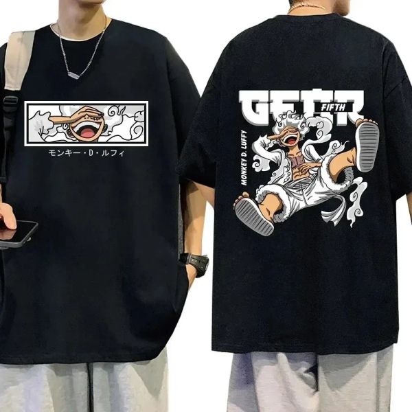 

Anime Straw Hat Nika Gear 5 Monkey D Luffy Wanted Poster Manga Unisex Men T Shirt Camisetas de Hombre Harajuku Shirts 240412, Black
