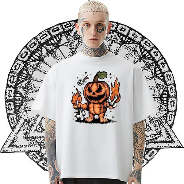

Fashion Casual T-Shirts for Men 230g 100% Cotton halloween Summer Casual Tee Shirt Round Neck Short Sleeve Comfortable Men Clothes T-Shirt DIY Printed, White