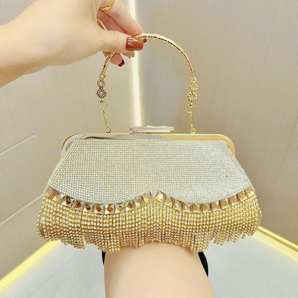 New Style Tassel Rhinestone Bag Evening Dress Banquet Handbag Diamond Bag Temperament Crossbody Handbag Evening Bag