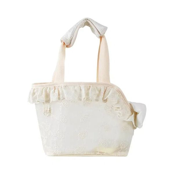 

Elegant Lace Mesh Pet Carrier Tote Bag for  Dogs & Cats - Breathable Travel Shoulder Bag with Safety Lock & Removable Cushion - Perfect for Summer Outings, White lace