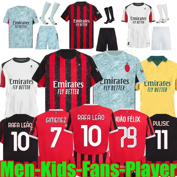 

25 26 Black white Milan Jerseys 2025 2026 home away THEO PULISIC REIJNDERS TOMORI RAFA LEAO Football shirts ac uniform fans BONDO JOAO FELIX GIMENEZ, 25/26 player