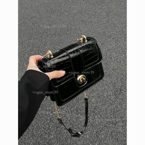 

Women's New Trend This Year Popular High-End Niche Casual Versatile Chain Crocodile Pattern Crossbody Small Square Bag 1da, Charming black