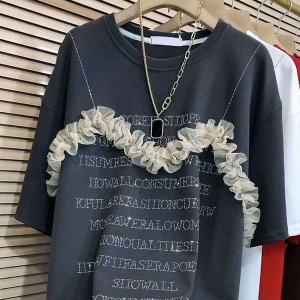 

Loose Fit Short-Sleeve Shimmering Shirt for Full-Figured Bodies Casual & Stylish, Dark grey