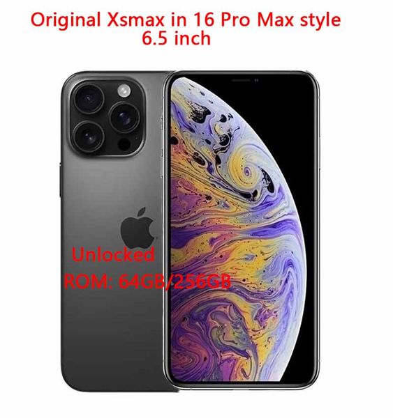 Genuine Apple Original Iphone Xs Max in iphone 16 Pro Max Style Phone with 16 PM Camera Appearance 4G Lte Unlocked 4g RAM 64GB/256GB ROM Smartphone