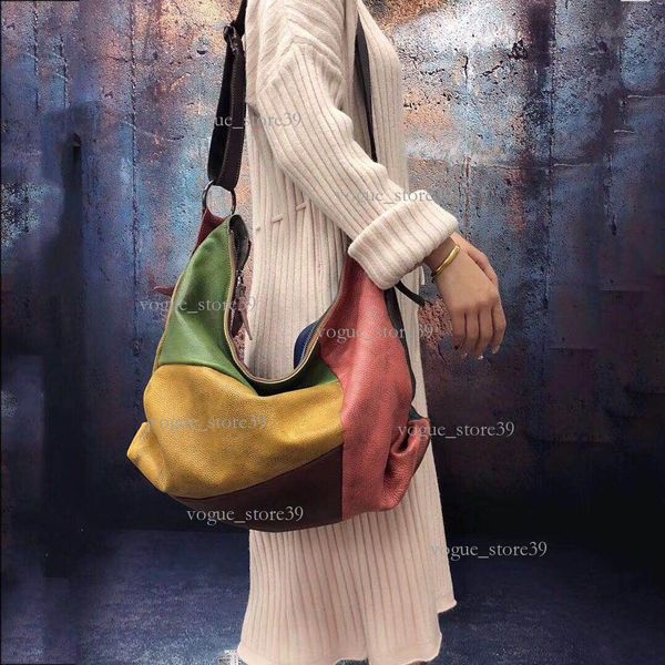 

Literary Cowhide Color-Washed Single Shoulder Crossbody Large Fashion Genuine Leather Women's Bag Personality 78d, Colorful