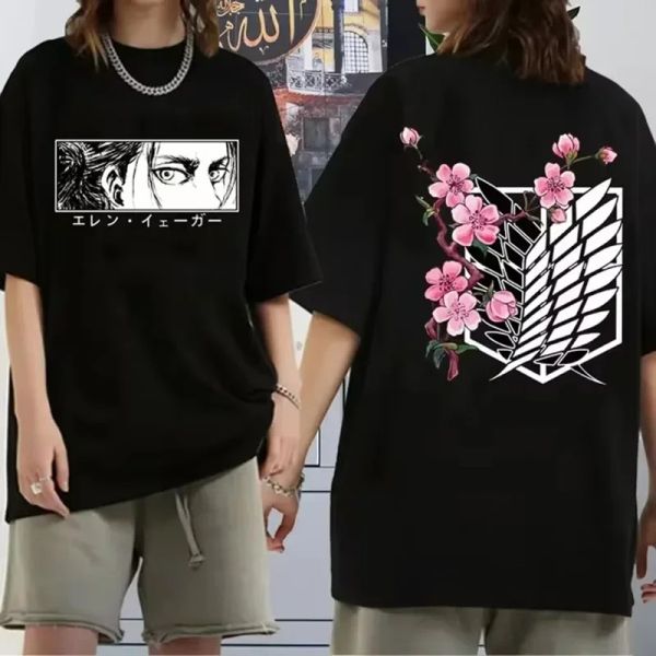 

T-shirt Women Men Attack on Titan T Shirt Kawaii Cartoon Titans Attack Graphic Tees Demale Harajuku Summer Tops Japanese Anime, Multi