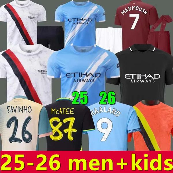 

24 25 26Kids Kit Sets Soccer Jerseys HAALAND DE BRUYNE PHILLIPS MANSS CITIES GREALISH FERRAN MAHREZ FODEN BERNARDO JOAO CANCELO Z RODRIGO Football Shirt Men, White