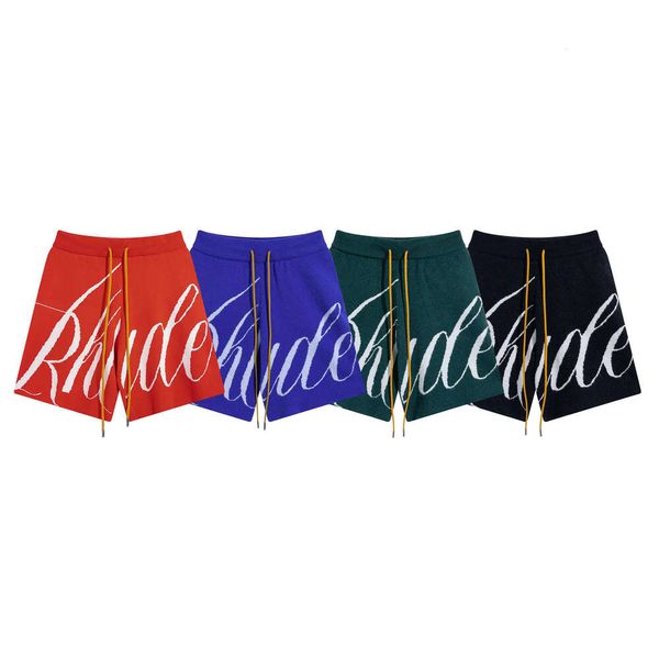 

2024 American Style Trendy Brand 3D Digital Letter Jacquard Drawstring Knit Yarn Unisex Casual Loose Shorts, 8170 blue