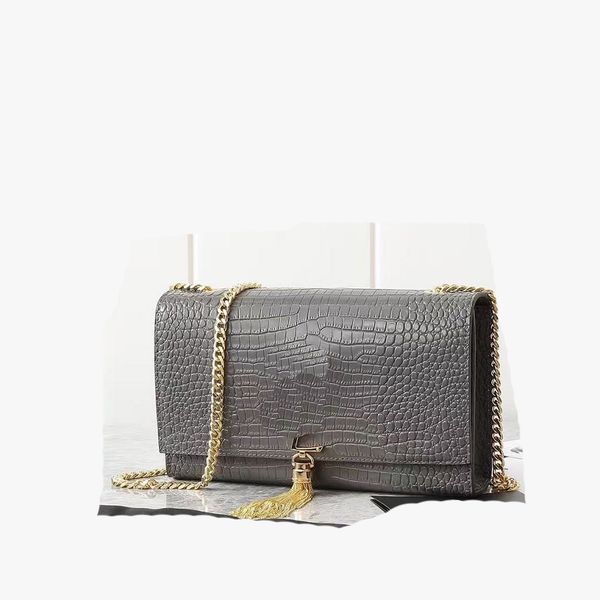 

Crocodile patterned cowhide messenger bag Underarm shopping bag handbag Chic Luxury Handbags - Versatile Leather Shoulder Cosmetic Bags Clutch Bag, Dark grey