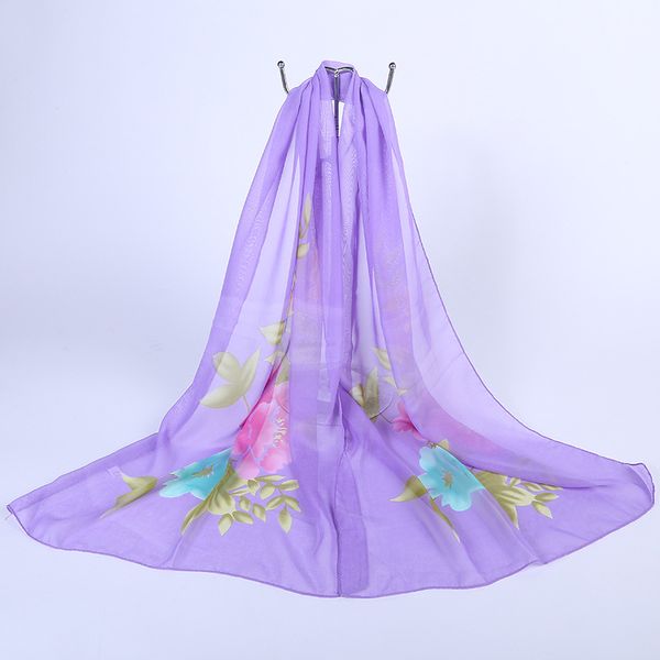 K875 2025 Spring Chiffon Silk Scarf Long Sunscreen Shawl Women's Scarf Korean Sunshade Sunscreen Beach Towel Dual-purpose