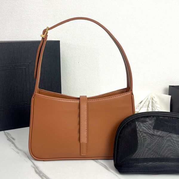 

Designer Shoulder Bag Brown Purse Luxury For Women Zipper Pocket High Quality Genuine Leather Interior Compartment Fashion Clutch Hand Bag Designer Handbags, Black-gold buckle