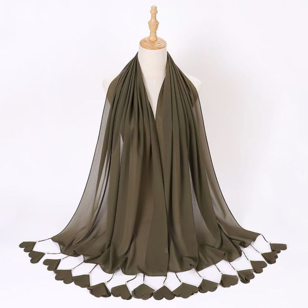 T839 new solid color scarf headscarf scarf flower pearl chiffon bubble scarf Middle East Malaysia