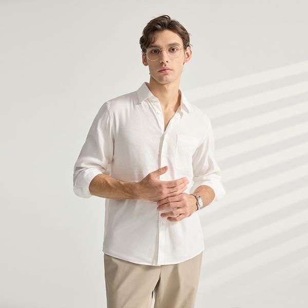 

BXS/Stylish Mens Luxury designer/designer Long-sleeved business and casual shirts/golf t shirt/essentials/mens designer shirt/Business shirt, White