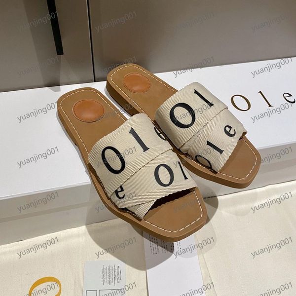 

oooe Designer sandals Luxury Sliders womens flat Classics Fashion mules canvas Slippers Sandale Solid Beige White Black Pink Lace Lettering Fabric Red Sandals, #-19