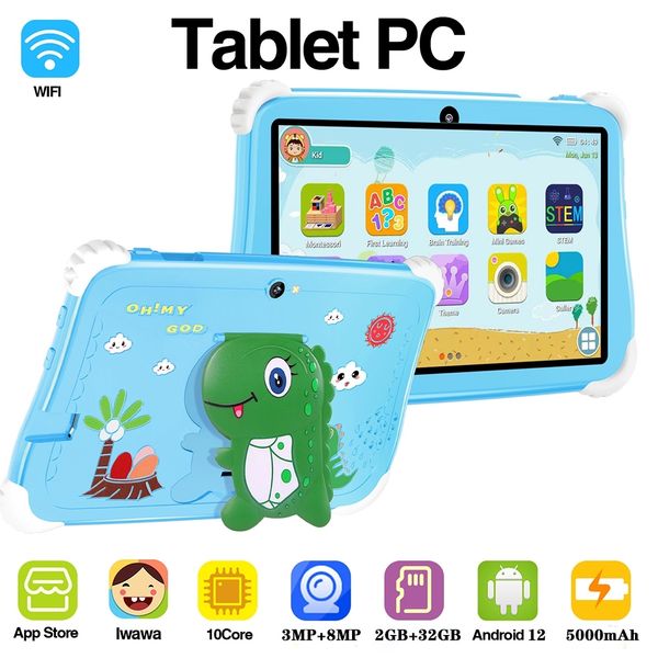Kids tablet 7inch Android12 Tablet for Kids 2GB 32GB Toddler Educational Tablet with Bluetooth WiFi Dual Camera