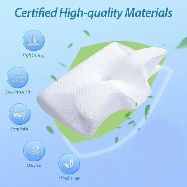 Memory Foam Cervical Pillow Ergonomic Neck Support Contour Back Pain Relief Butterfly Shape Side Sleeper Travel 250529